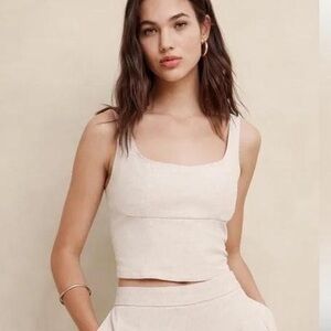 Banana Republic Oatmeal Linen Crop Top - Size 8